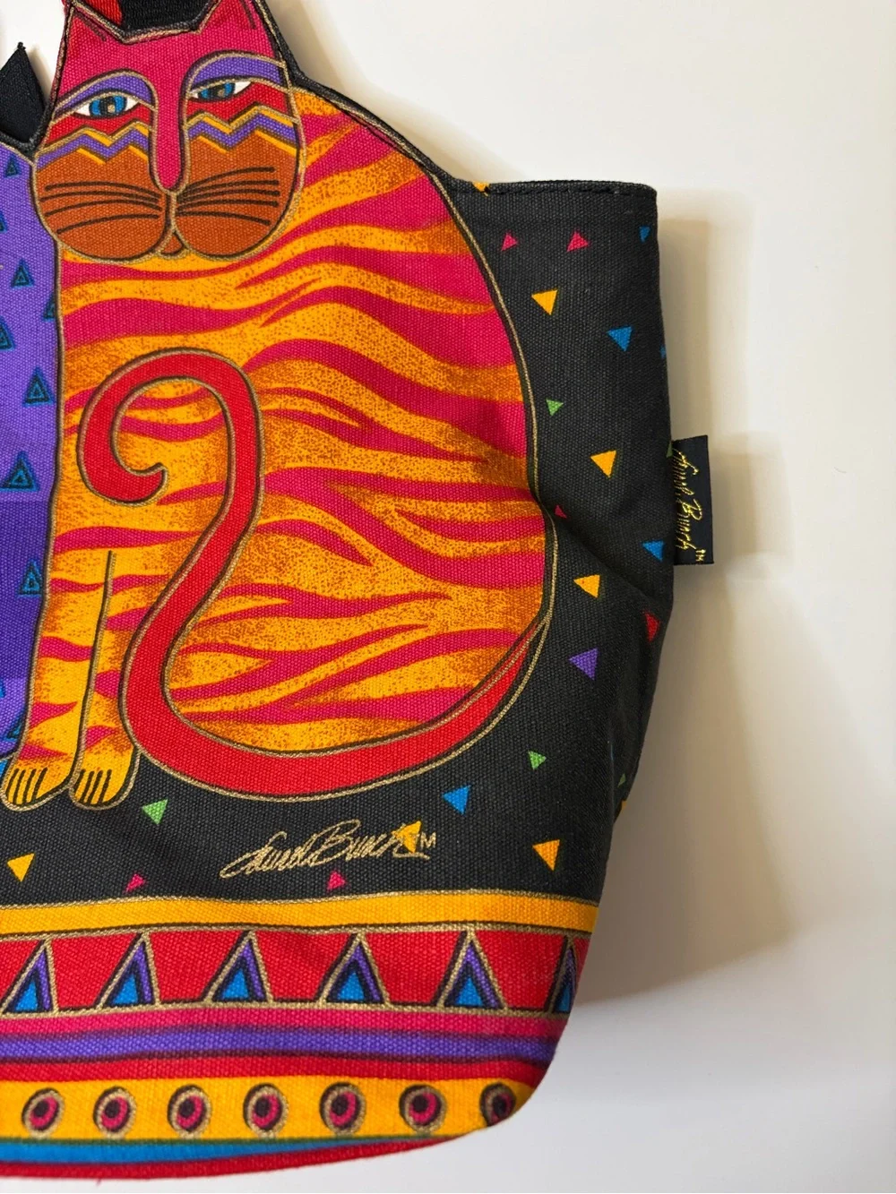 Laurel Burch Feline Friends Large Cut-Out Cats Canvas Tote Bag NWT